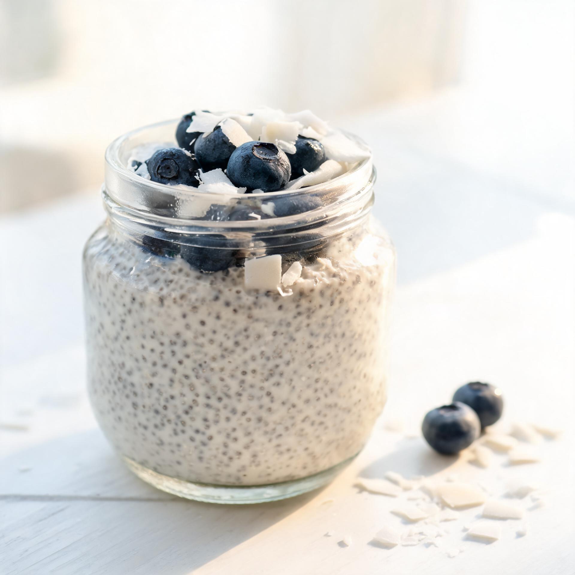 Chiapudding met vanille en blauwe bessen