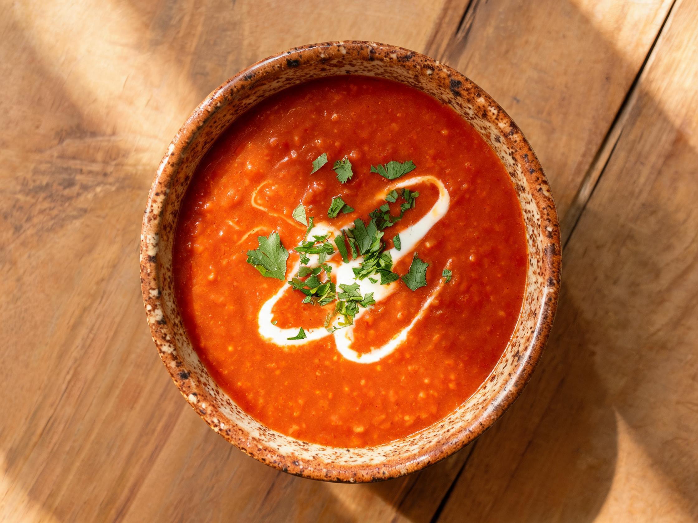 Romige tomaten-linzensoep
