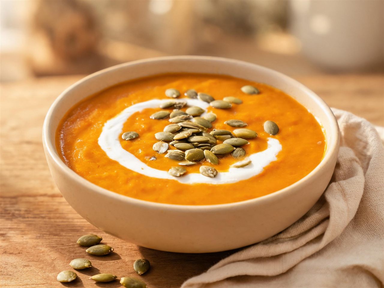Zoete aardappelsoep met kokosmelk en gember
